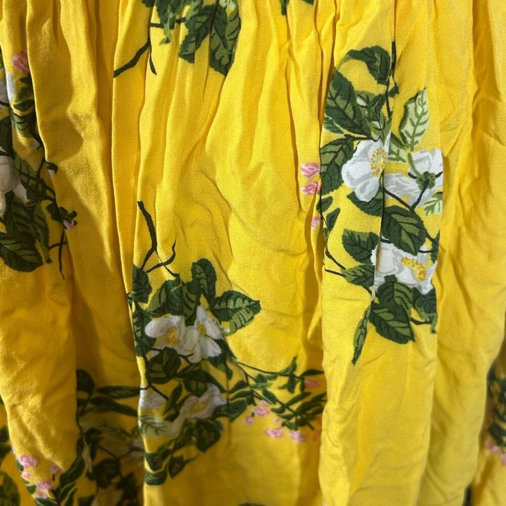 Matilda Jane Floral Off Shoulder Midi Dress L Yellow Boho Ruffle Cottagecore - Picture 8 of 11